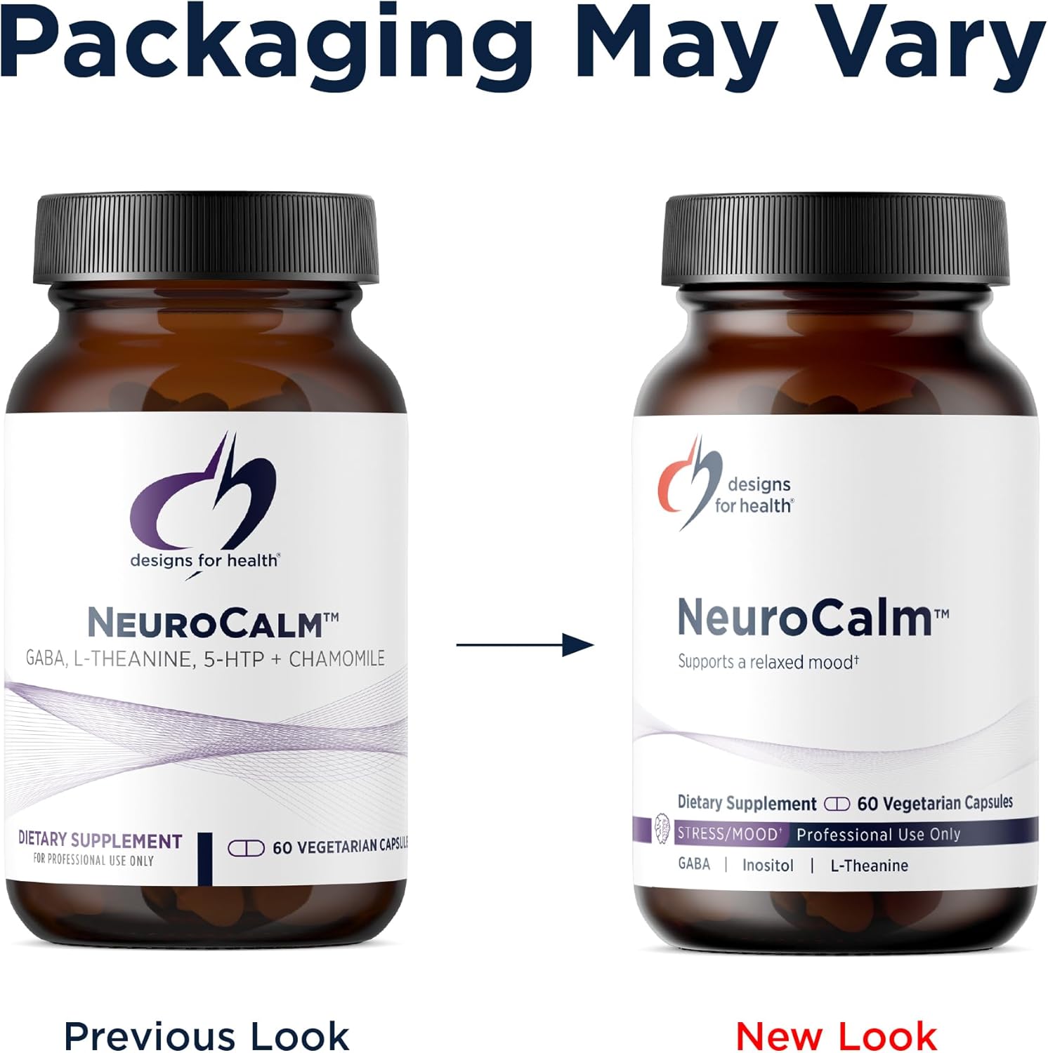 Designs for Health NeuroCalm - Supports Mood & Stress Relief with GABA, Inositol, L-Theanine, 5HTP, Vitamin B12 and B6, Taurine, Chamomile, Magnesium, and PharmaGABA - Gluten Free, Vegan (60 Capsules)