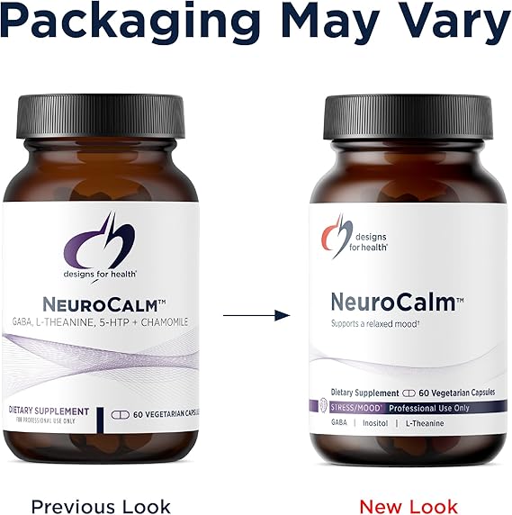 Designs for Health NeuroCalm - Supports Mood & Stress Relief with GABA, Inositol, L-Theanine, 5HTP, Vitamin B12 and B6, Taurine, Chamomile, Magnesium, and PharmaGABA - Gluten Free, Vegan (60 Capsules)