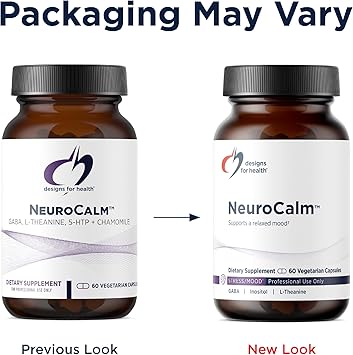 Designs for Health NeuroCalm - Supports Mood & Stress Relief with GABA, Inositol, L-Theanine, 5HTP, Vitamin B12 and B6, Taurine, Chamomile, Magnesium, and PharmaGABA - Gluten Free, Vegan (60 Capsules)