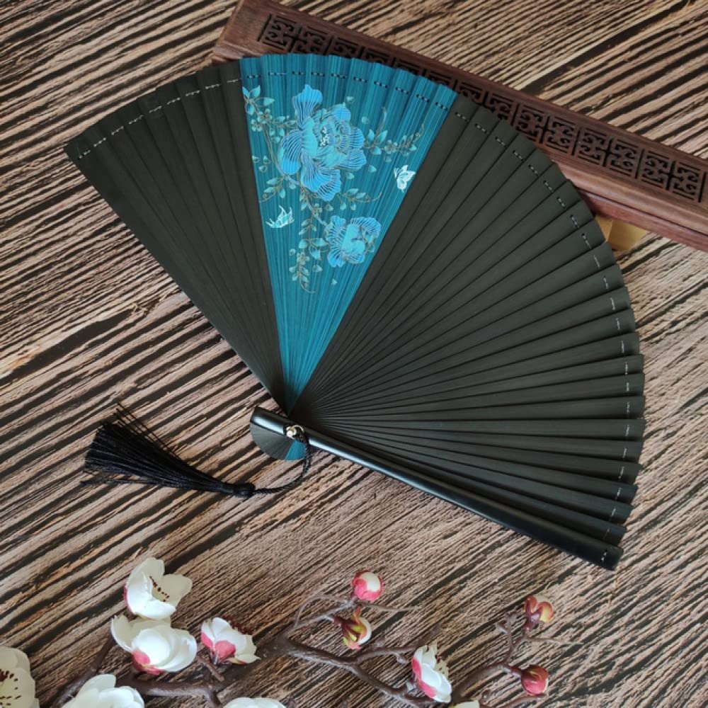 Éventail pliant en bambou noir portable pour décoration maison et été
