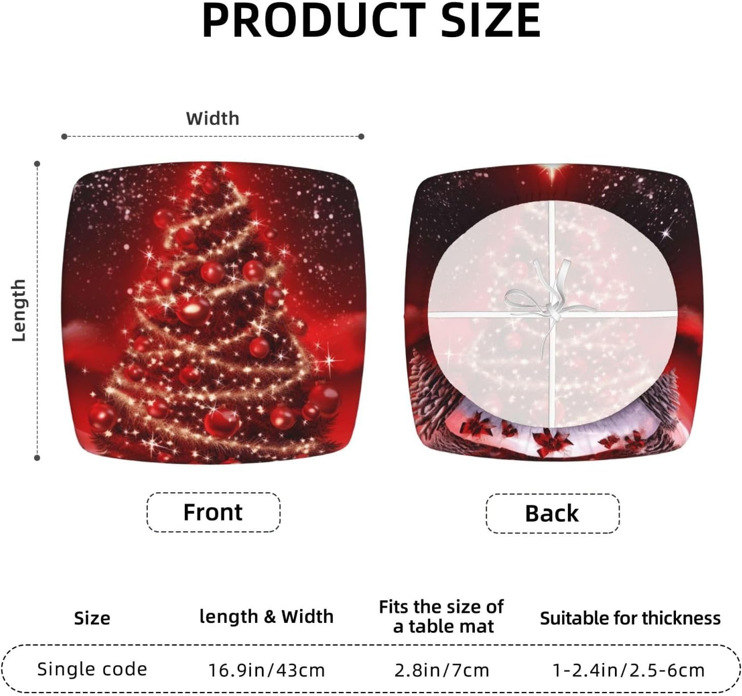2pcs Stretch Seat Covers Set Christmas Tree Red Chair Cover for Dining Room Removable Chair Seat Slipcovers