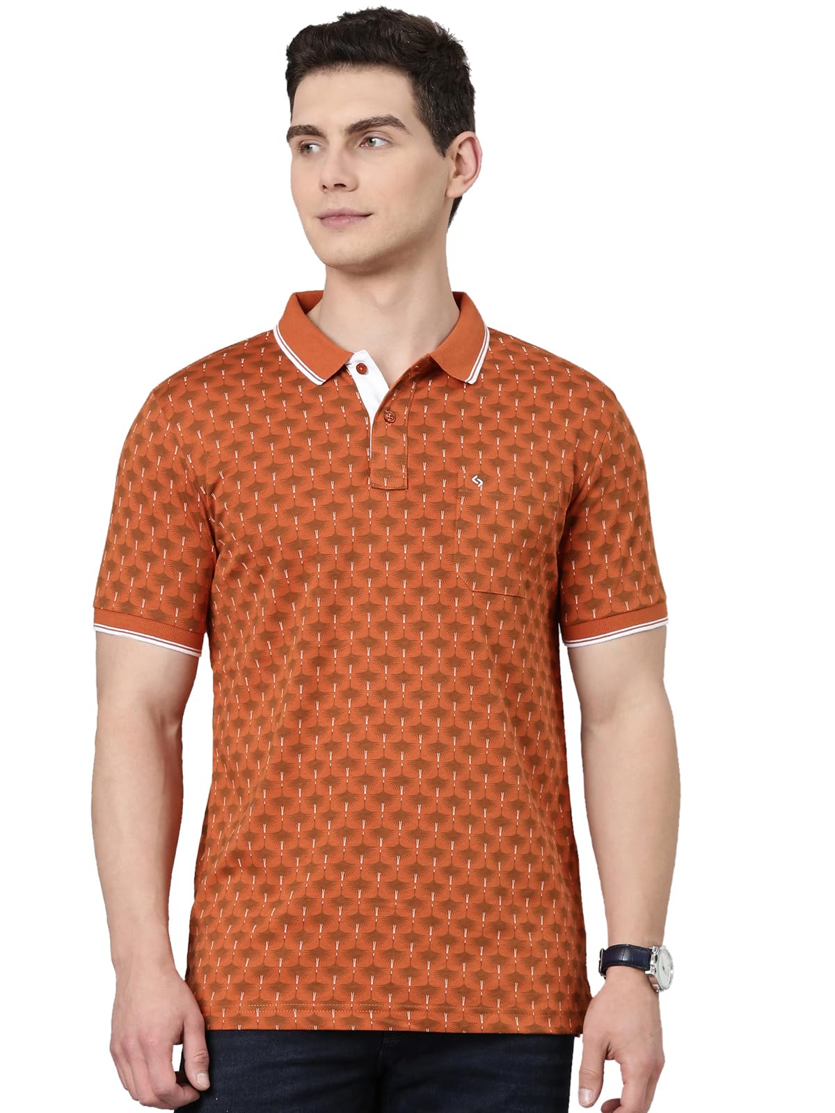 classic polo Men's Half Sleeve Polo Neck Slim Fit All Over Print Cotton T-Shirt-picture-14