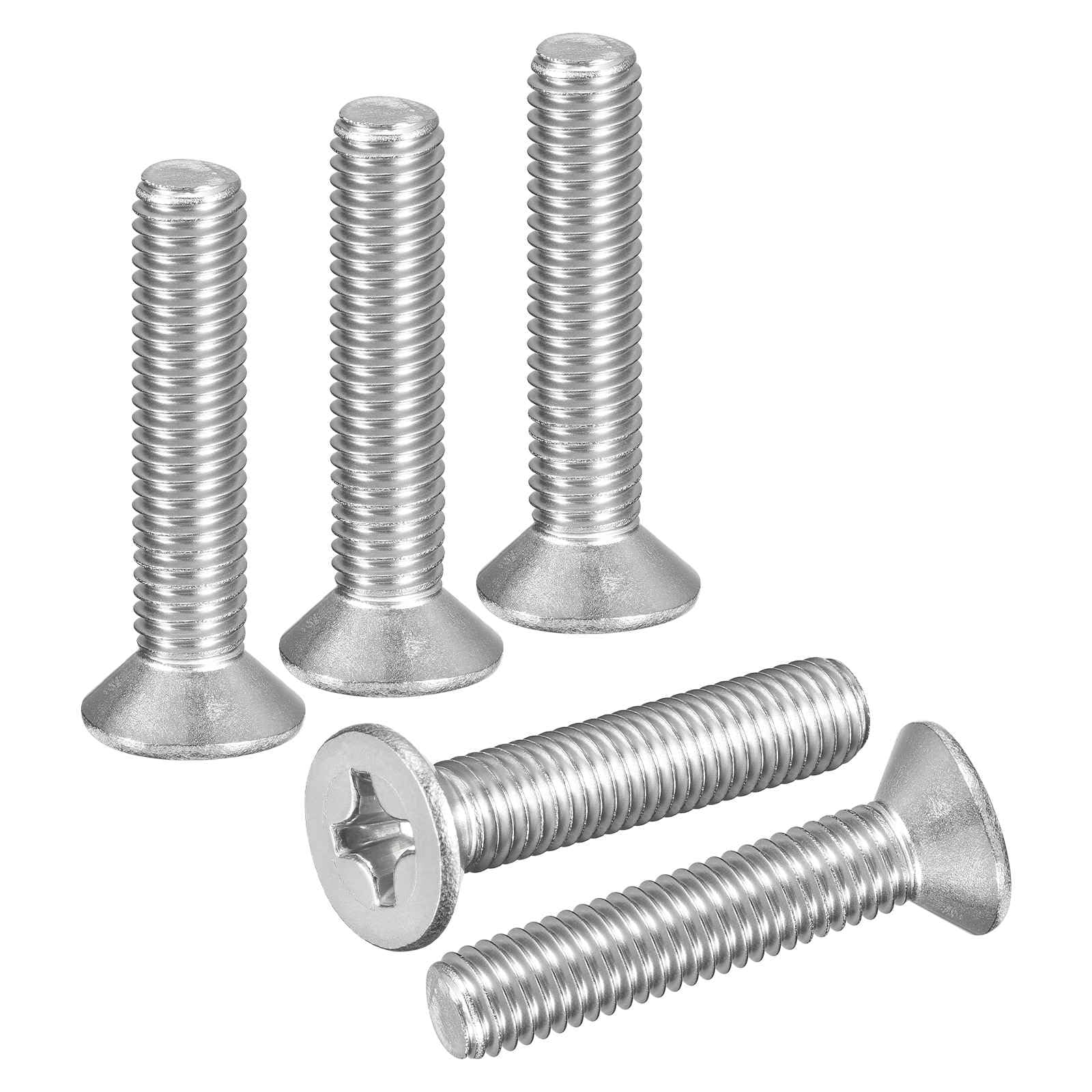 DTGN M8-1.25x40 Phillips Countersunk Head Bolt - 10pcs - Good for Outdoor Machinery Fastening Maintenance - 304 Stainless Steel Flat Head Machine Screw Bolt - Silver Color โ image 1