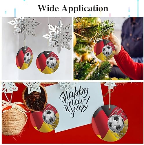 Miniatura 3 de Portería de fútbol y bandera alemana adorno de cerámica de Navidad decoración de Navidad para árbol de Navidad fiesta en casa