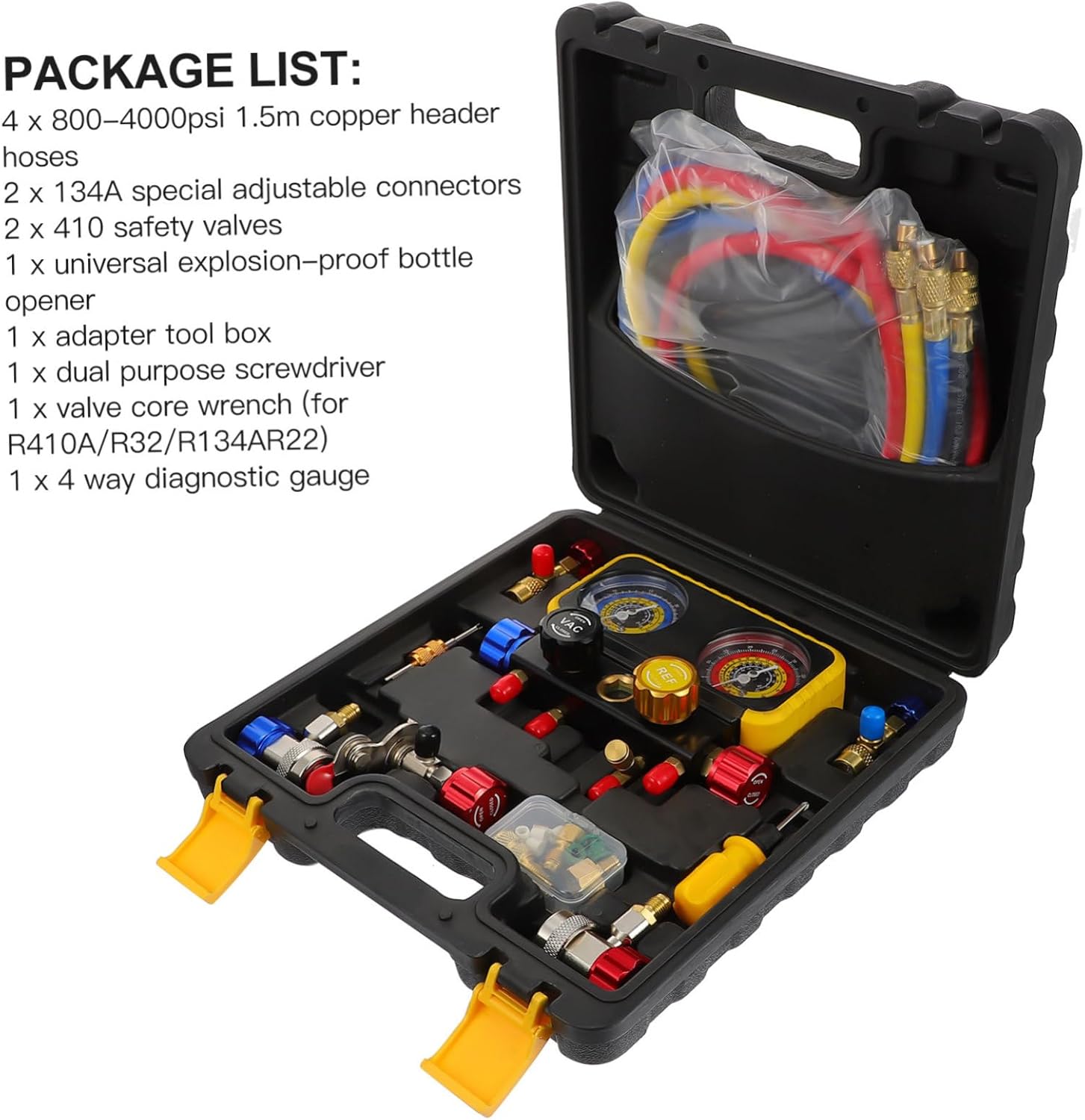 Manifold Gauge Set for HVAC Refrigerants Way Ac Diagnostic Kit Fluoride Table Group Portable Random Color
