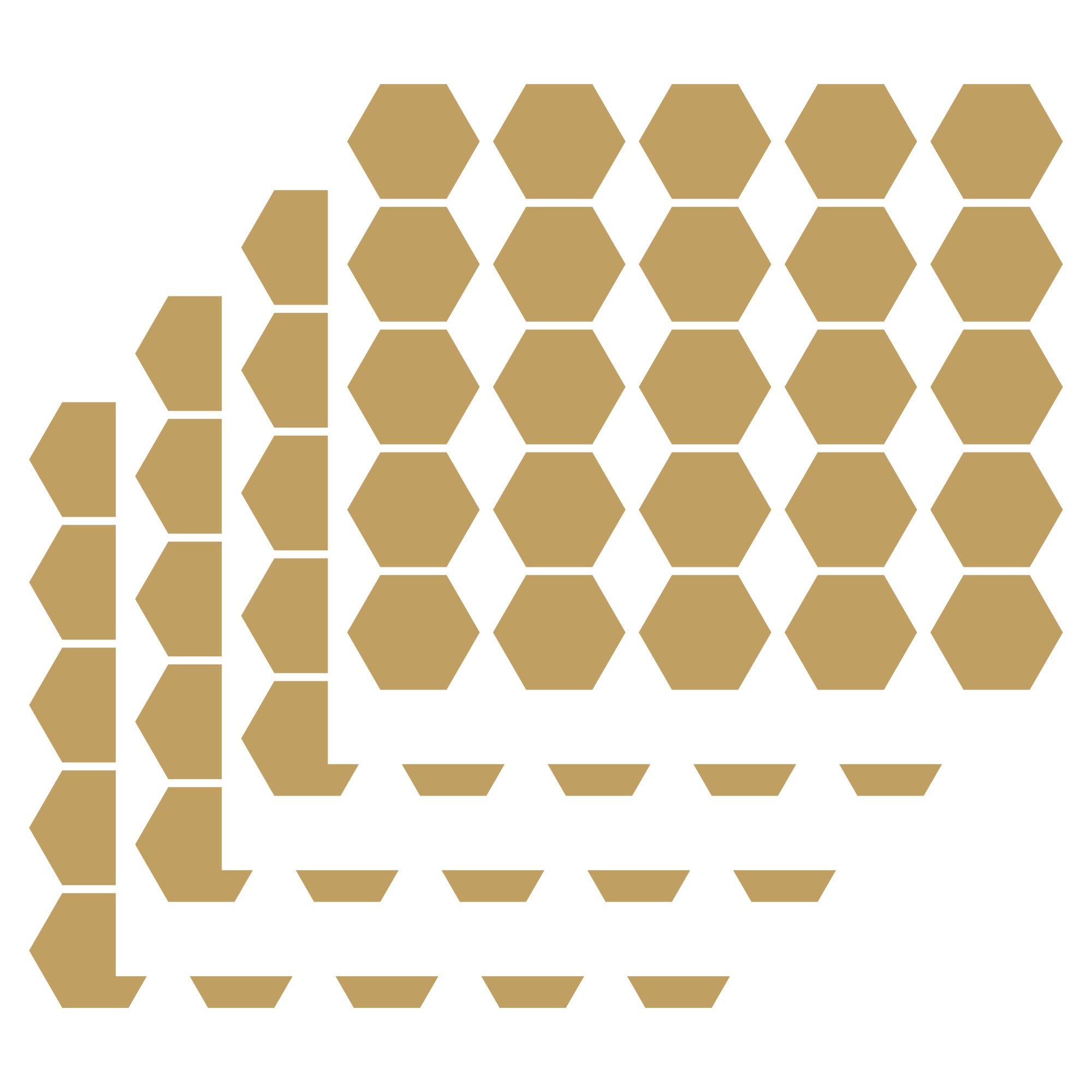 JURUOXIN Honeycomb Wall Decals Vinyl Hexagon Pattern Sticker for Kids Boy Girl Living Room Bedroom Art Decoration Home Decor Nursery YMX30 (Matte Gold, 5CMx100pcs)