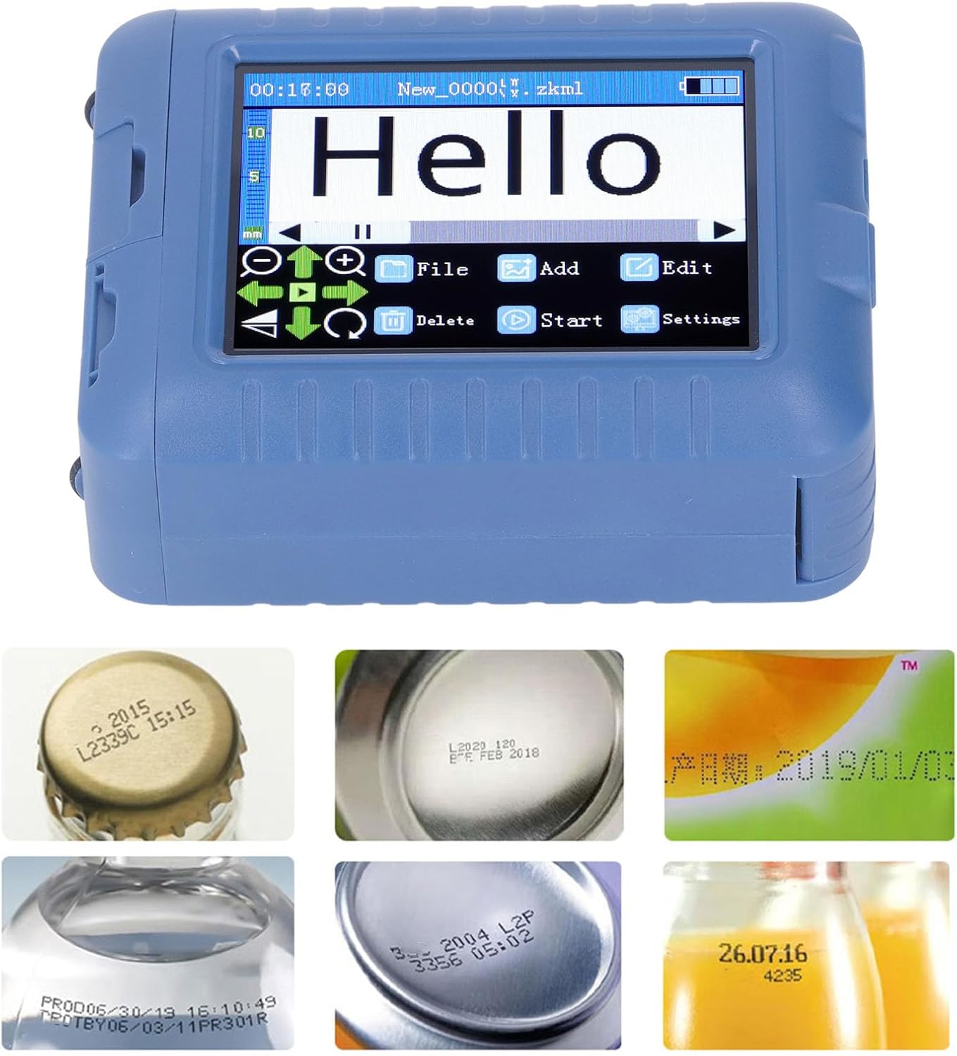 Inkjet Coding Machine, 12.7mm 3.5in Mini Smart Inkjet Printer Blue Looking Type C DPI Adjustable QR Code Printing Machine Color, Inkjet Printer Ink