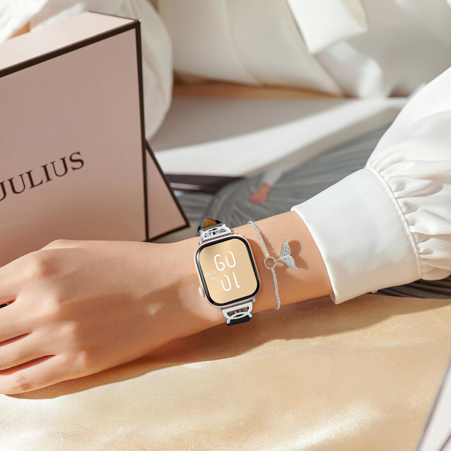 DaQin Slim Leather Band Compatible with Apple Watch Bands for Women 40mm 38mm 41mm 42mm 44mm 45mm 46mm, Top Grain Leather Band with DC-shaped Buckle for iWatch Band Series 11 10 9 8 7 6 5 4 3 2 1 SE - Image 3