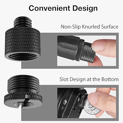 Miniatura 6 de Kit de adaptador de rosca de micrófono de 58 a 38 adaptadores de tornillo de micrófono 14 a 58 Adaptador de soporte de micrófono de aleación de