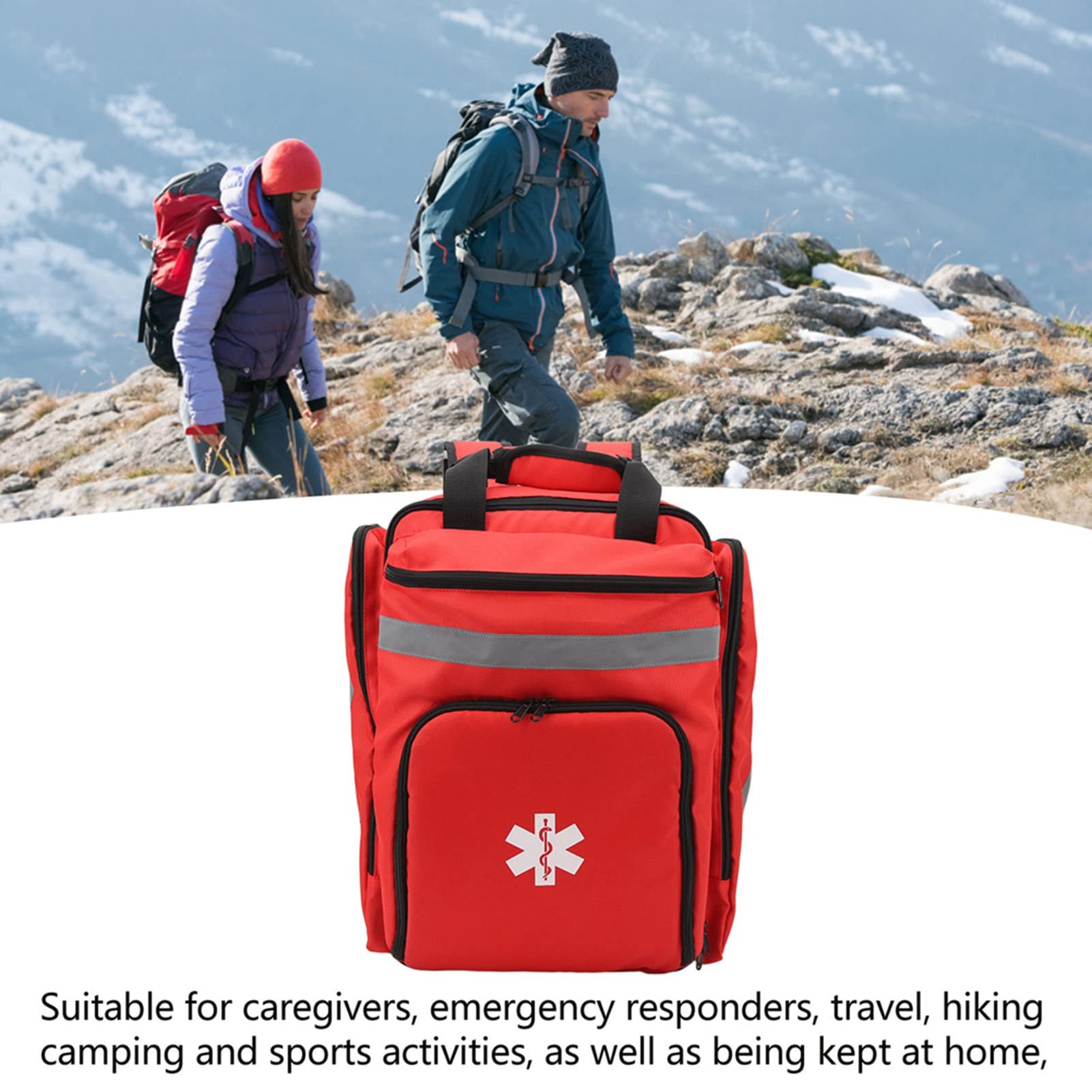 Vbestlife Bolsa de Bombero Roja, Bolsa de Primeros Auxilios de Gran Capacidad, Mochila Médica de Emergencia Duradera para Viajes, Camping, Senderismo, Coche, Océano (Vbes