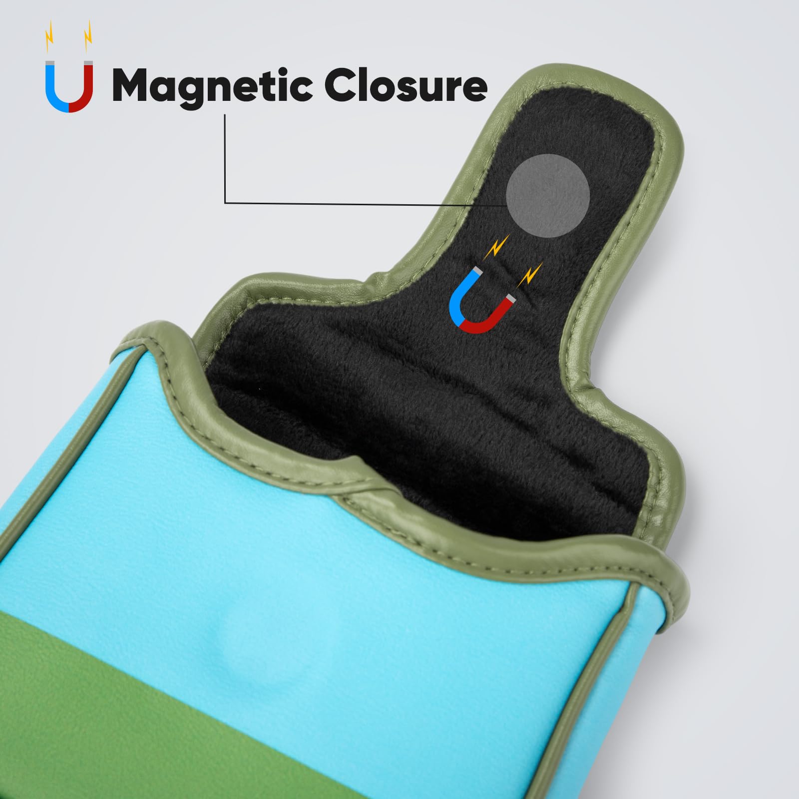 Divertida funda de putter de golf con cierre magnético de cuero para todas las marcas