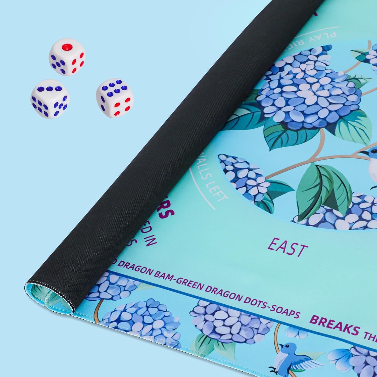 Green Mahjong Learning Mat (33” x 33”) with Black Carrying Bag, Anti-Slip, Noise-Reducing Mahjong Mat for Table, Board Games, Tile Games and Cards