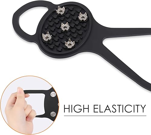 Miniatura 4 de 2 pares de pinzas antideslizantes, pinzas de hielo, tacos de tracción para zapatos de nieve, crampones con 10 tacos de acero