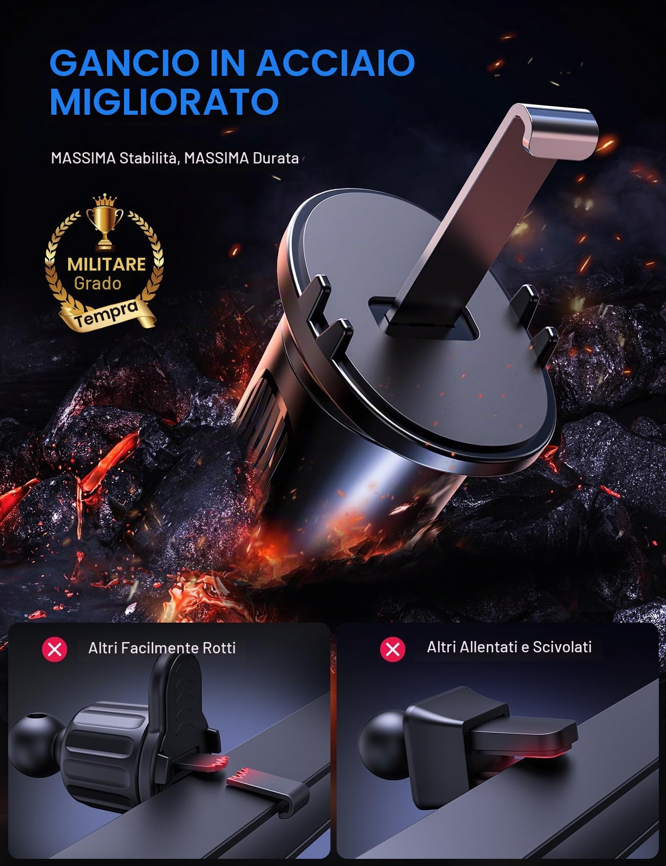 2024 Supporto Telefono Auto Bocchette Aria, Porta Cellulare Auto Clip Gancio Aggiornamento, Porta Telefono Auto Ruotabile 360°, Portacellulare Auto Universale Per iPhone Samsung Xiaomi Smartphones