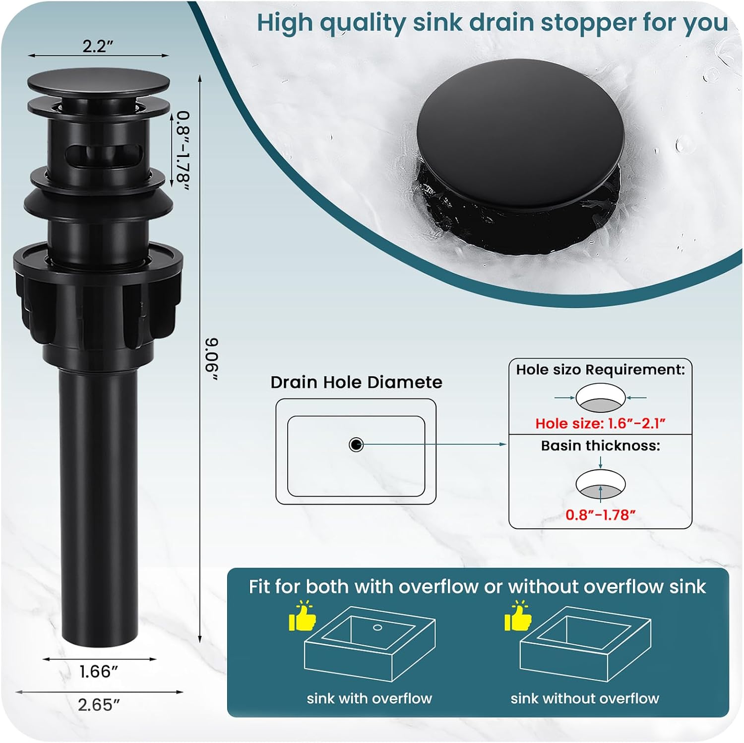 Bathroom Faucets Matte Black Bathroom Sink Faucet Modern Single Handle Bathroom Faucet for 1 or 3 Hole Mxier Tap Washbasin Faucet with Deck, Pop-up Drain and Supply Hoses