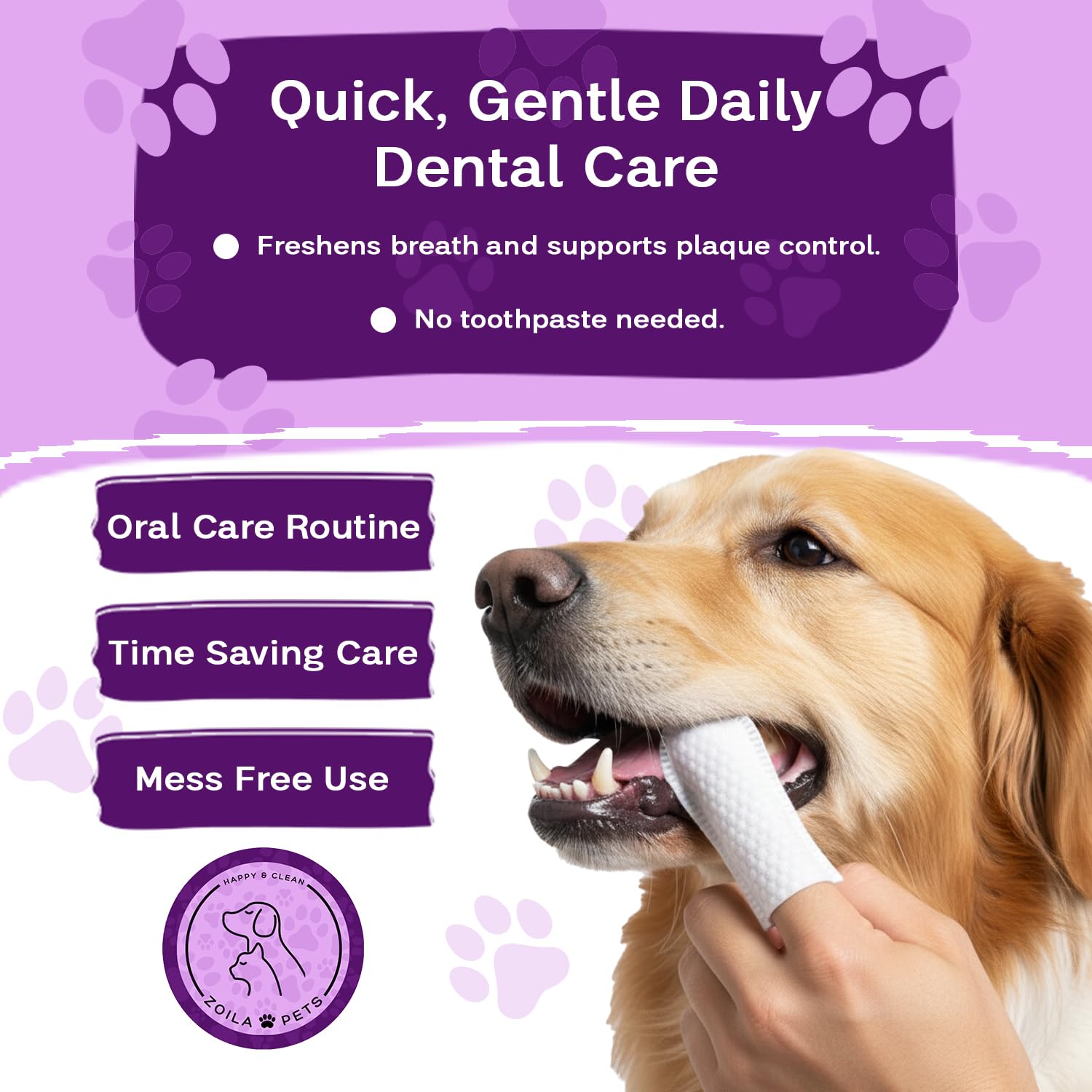 Dental Wipes Mint Scented – Best Dog Teeth Cleaning, Dog Dental Wipes for Dogs Teeth, Finger Toothbrush for Dogs and Cats, Oral Care, Remove Plaque, Tartar & Bad Breath – 50 Count - image 2