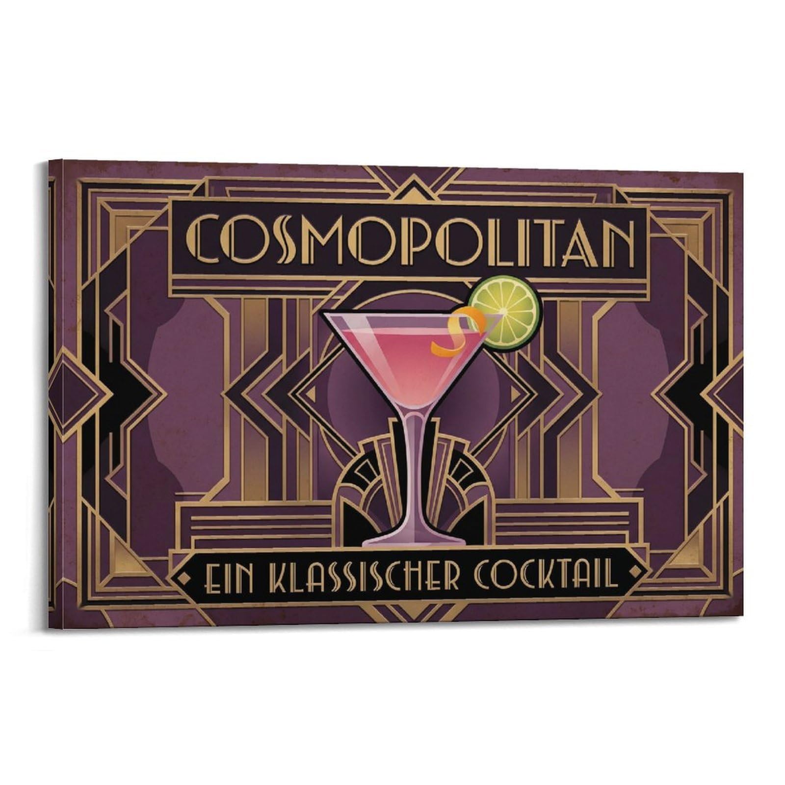 OKAHYS Pink Citrus Poster Cocktail Drink Recipe Vintage Mixology Modern Decorative Canvas Prints - Ideal Wall Art for Family, Man Cave, Game Room, Boys & Girls Bedroom 20x30inch