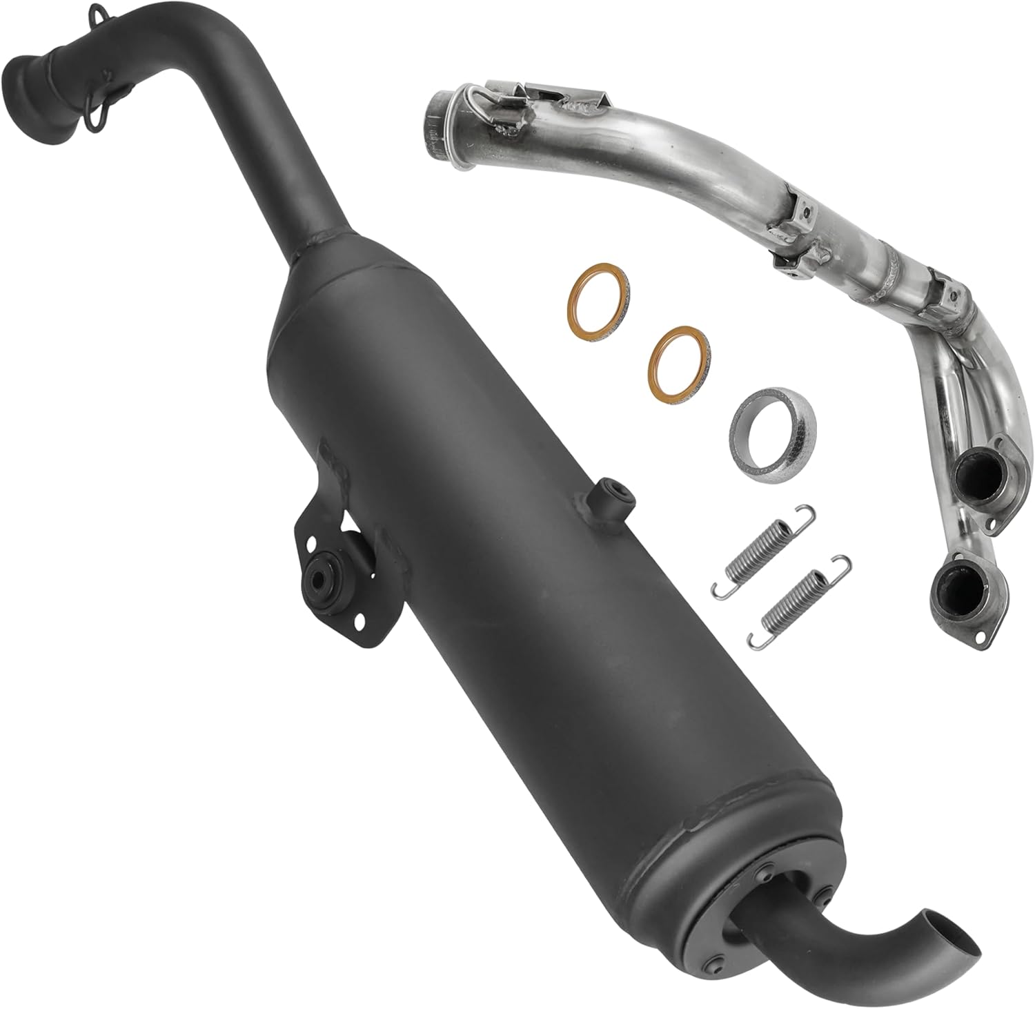 Caltric 1HP-E4611-00-00 1HP-E4703-00-00 Exhaust Muffler & Pipe Compatible with Yamaha Grizzly 700 YFM700 4x4 2009-2013 / Grizzly 550 YFM550 4x4 2009-2014