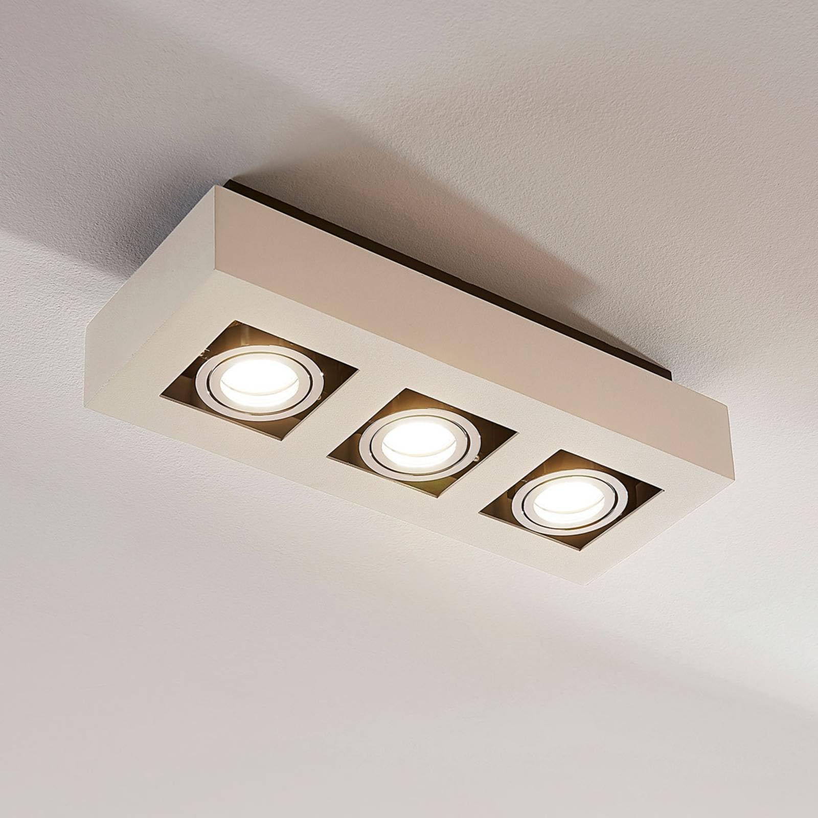 Arcchio lámpara de techo en blanco, foco | lámpara de cocina, gu10, 3 bombillas, moderno, de aluminio, angular para pasillo, oficina, espacio de trabajo, sala de