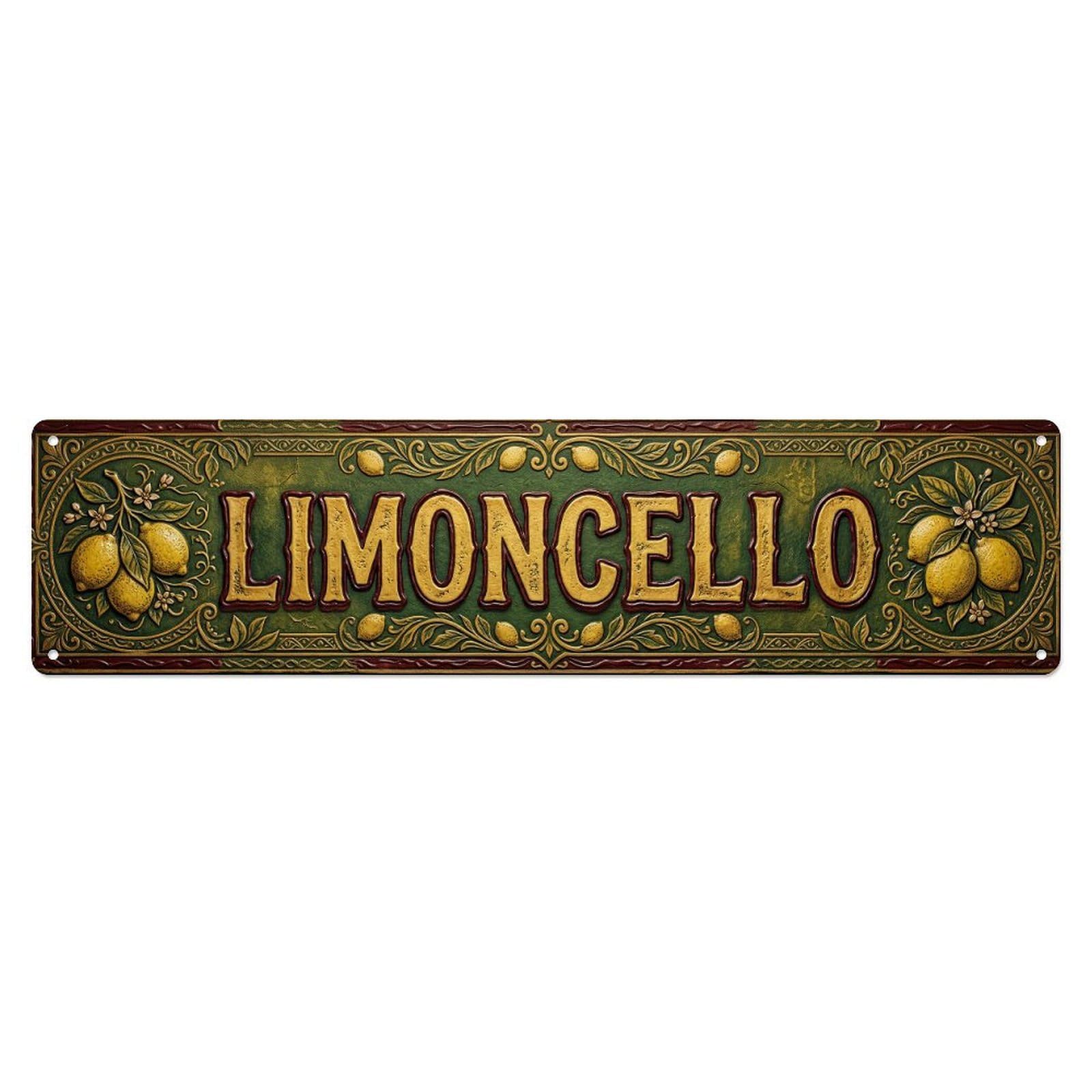 Gtthok Vintage Style Vintage Limoncello Wax Stamped Citrus Metal Tin Sign Plaque Wall Decor For Cafe, Club, Garden Metal Poster 4X16inch