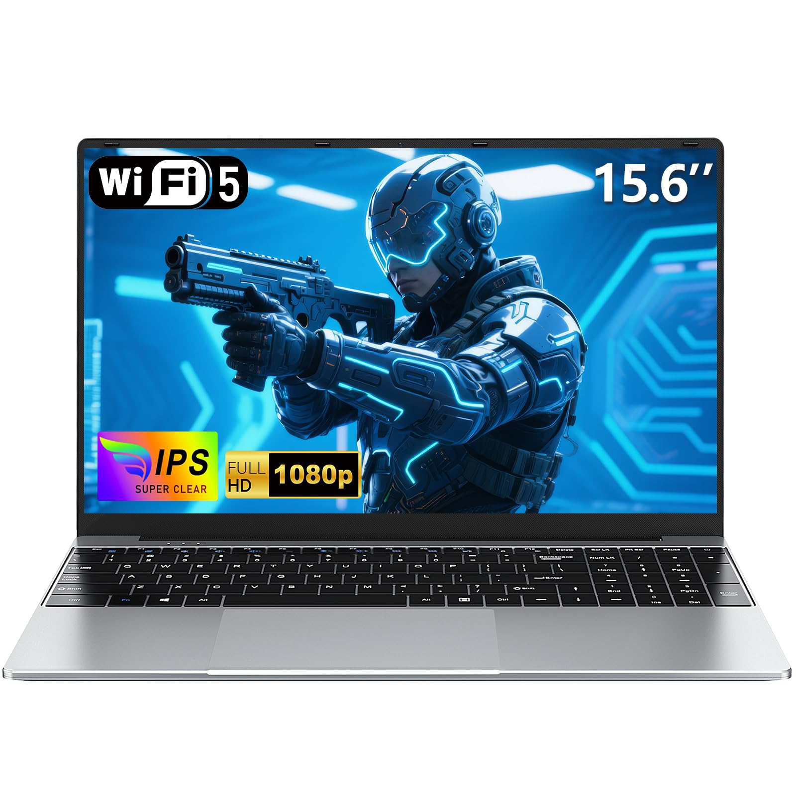 15.6 Pulgadas Ordenador Portatil Gold Processor 4425Y, RAM 8GB SSD 256GB Pc Portatil Laptop Notebook Computadora Portatil, 5000Mah/1920x1080P/Webcam/WIFI 5/Ranura para Tarjeta TF