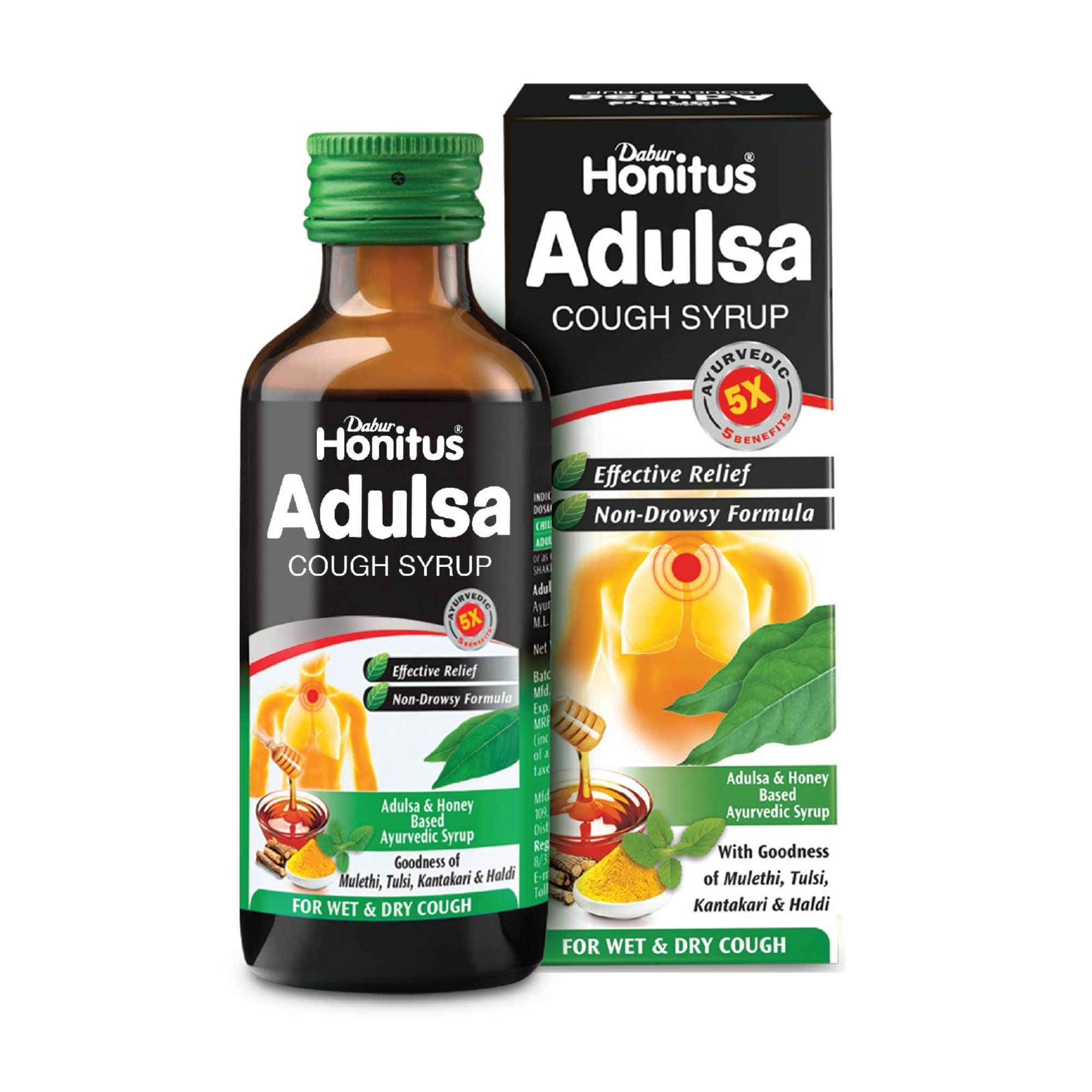 Dabur Honitus Adulsa Cough Syrup - 100ml | 2X Adulsa Power | Cough, Cold, Sore Throat Relief (B09K39H7GV) Amazon Price History, Amazon Price Tracker