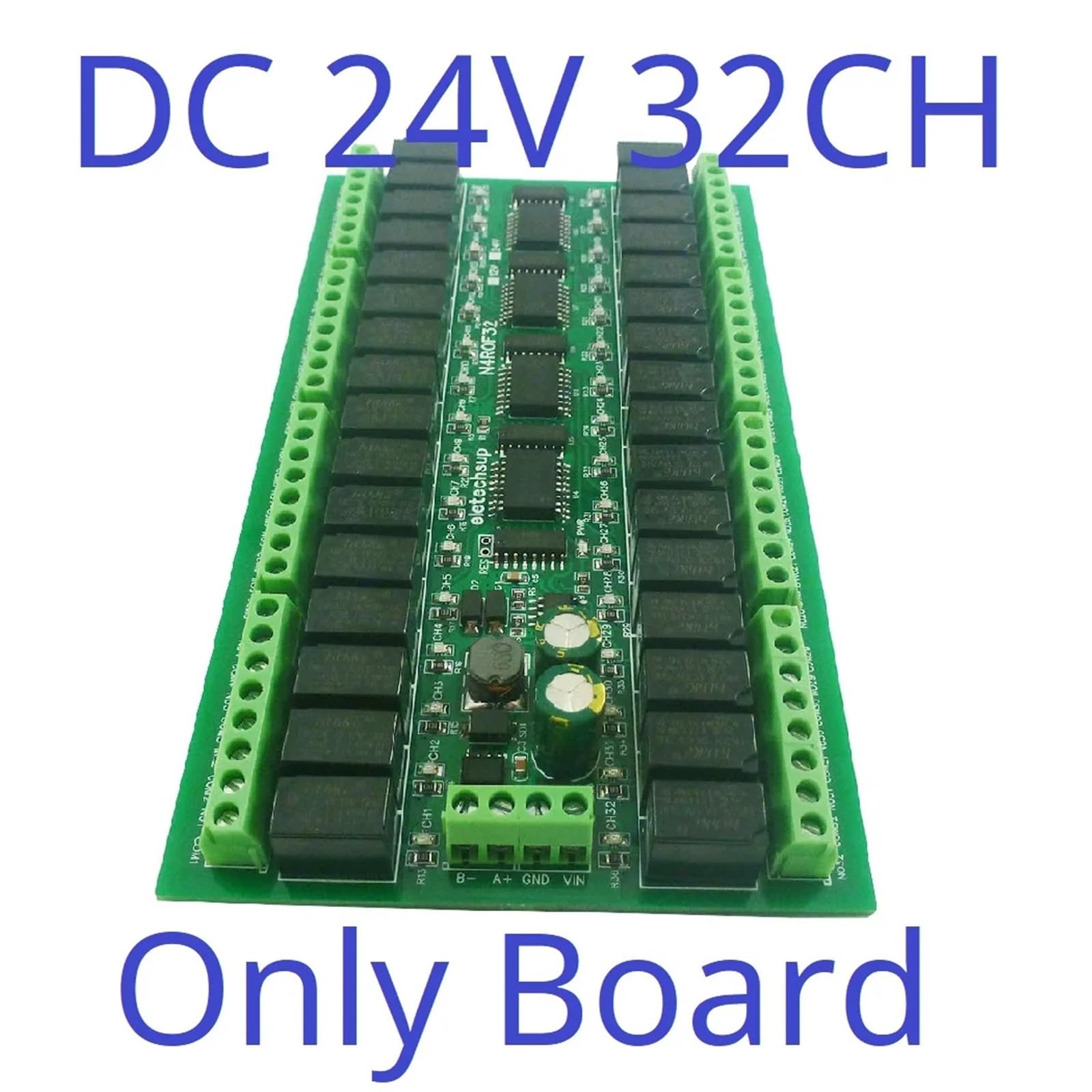 Mini Size 32CH RS485 Relay Modbus Rtu PLC IO Expansion Module 2A Low Power Intermediate Relay Output Board DIN Rail DC 12V 24V(DC 24V Only Board)