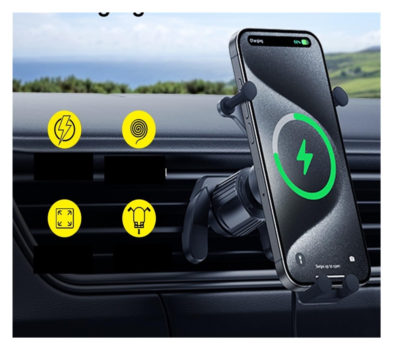 Supporto Per Telefono Da Auto Caricabatterie Wireless Per Bocchette Dell'aria Ricarica Rapida