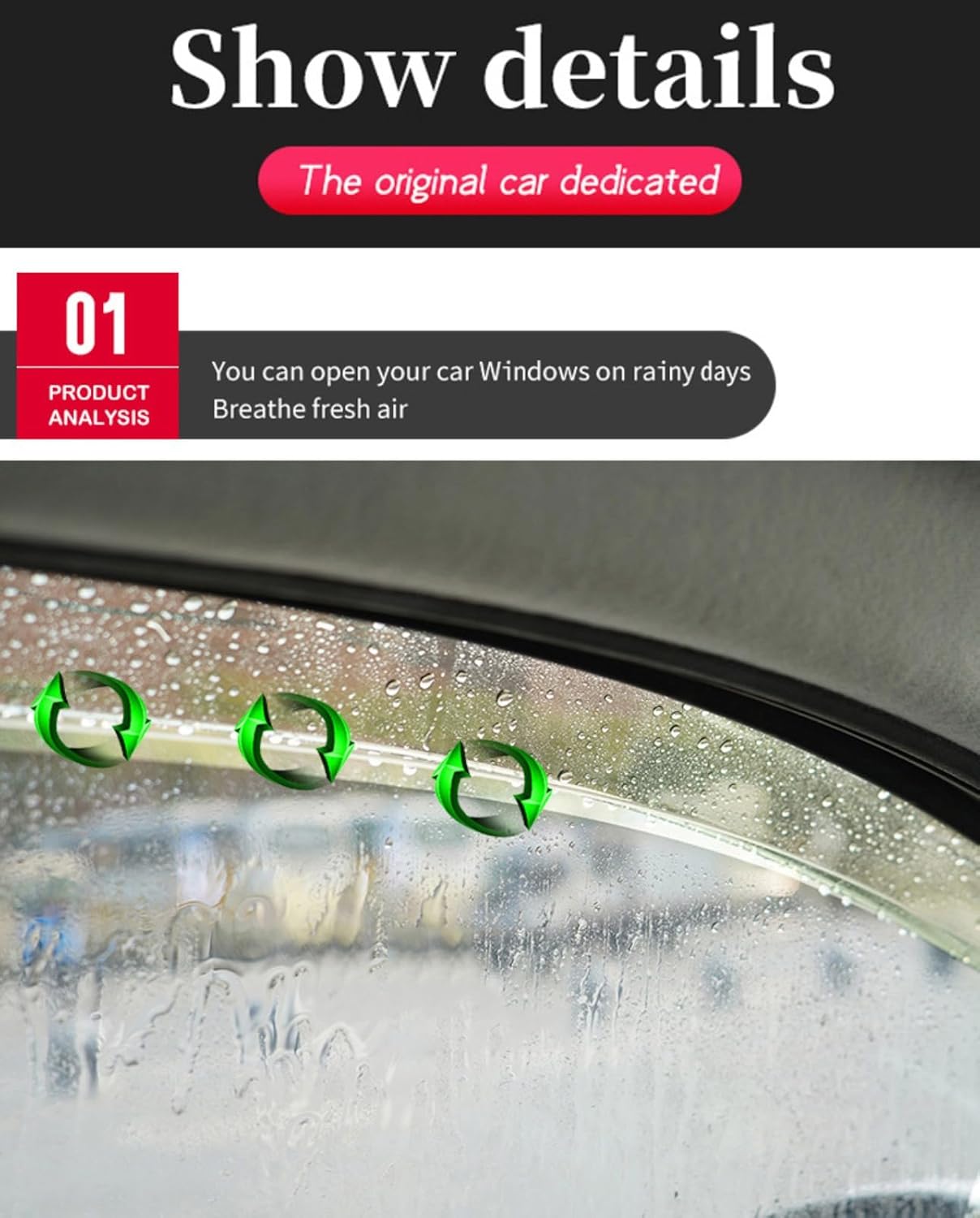 Side Window Deflector for L-incoln Navigator 2018-2022 Car Window rain Guards Car Rain Shield Side Window rain Guards Car Windows Visor Window Visors Rain Guard Car Wind-Deflectors