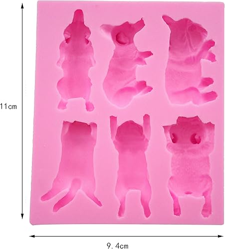 Miniatura 6 de Fewo Molde de silicona de 6 cavidades para perro durmiendo Corgi y Bulldog Francés para fondant Chocolate Candy Gum Pasta Polímero Resina Arcilla