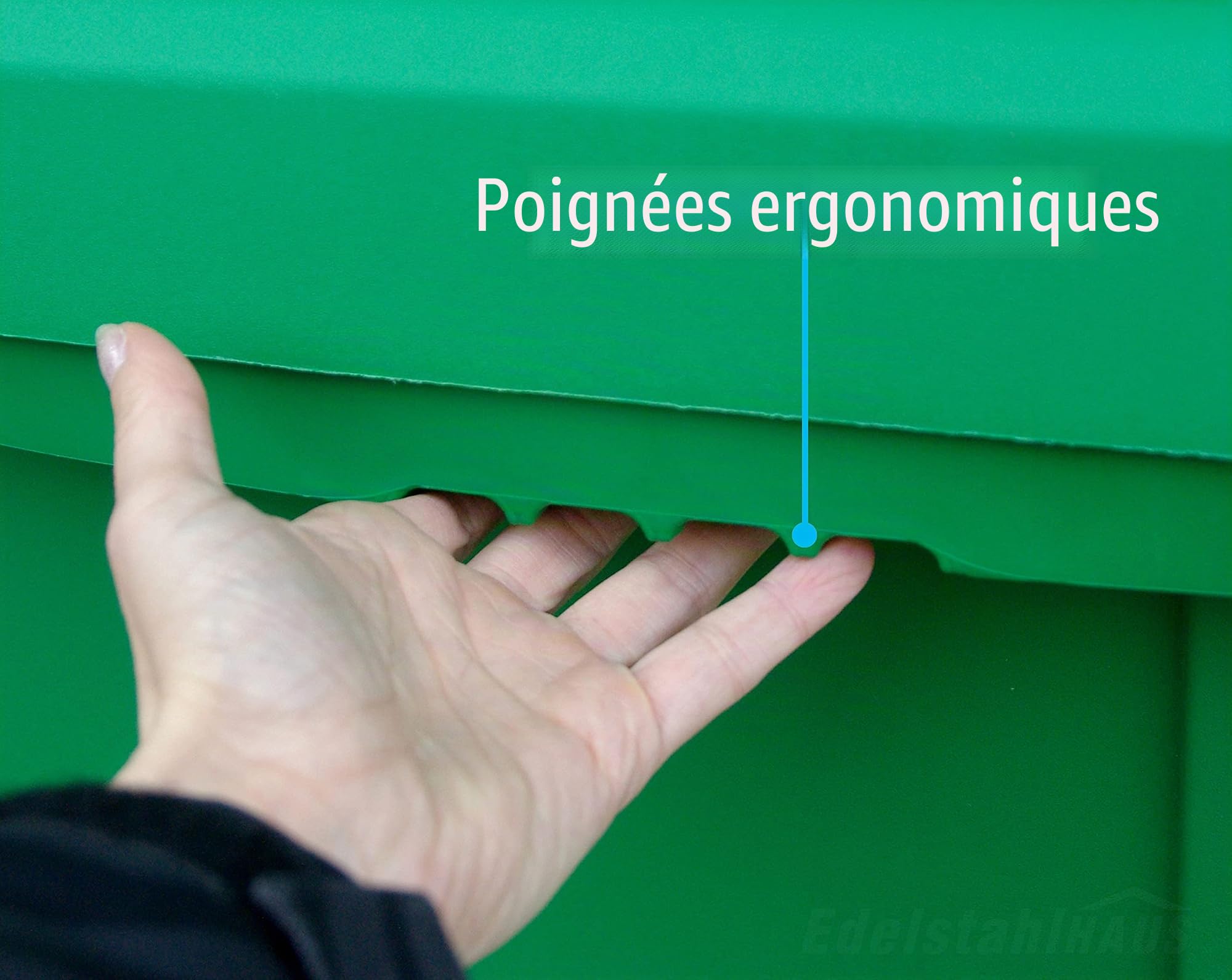 DAKEN Récipient à épandre avec pelle 108 l Vert Boîte à sel de déneigement Bac à sable Bac de stockage, boîte à saupoudrage, bac à sel, service d'hiver avec pelle