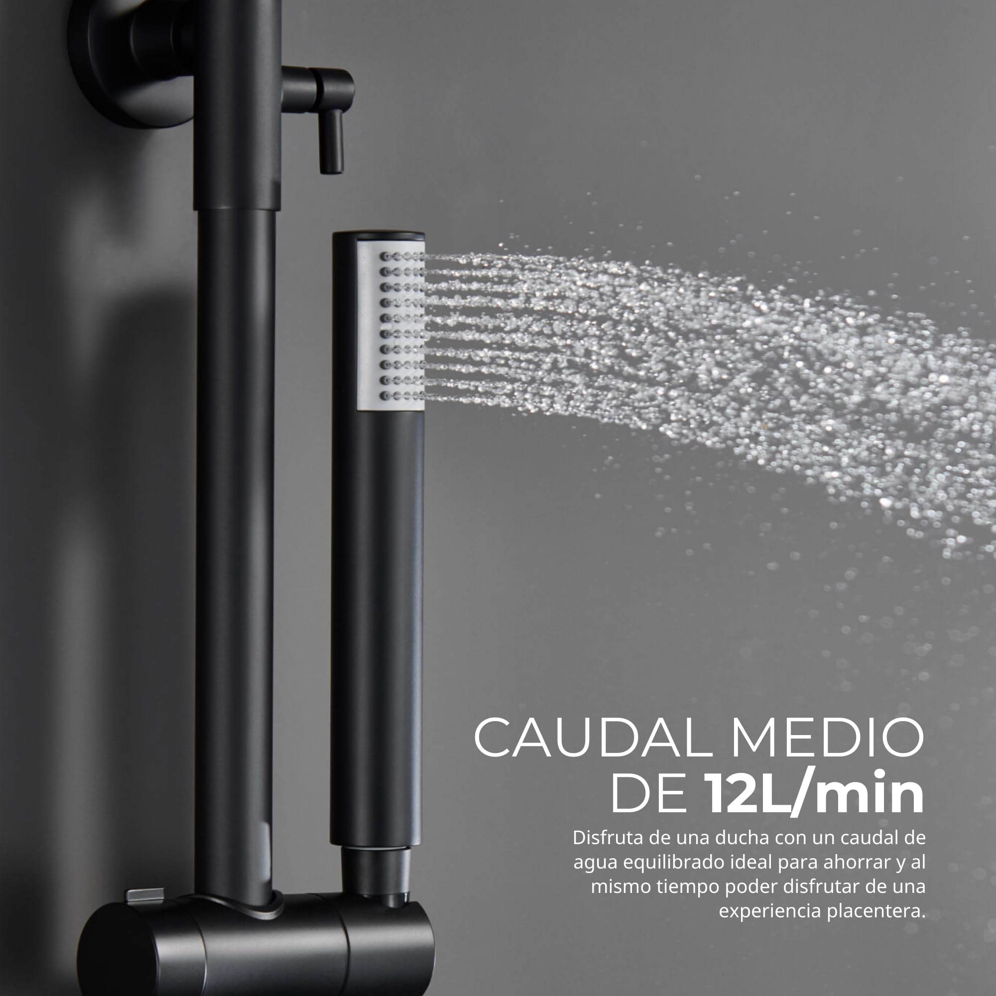 Grifo Ducha Termostatico IMEX Columna Ducha Negra Termostatica
