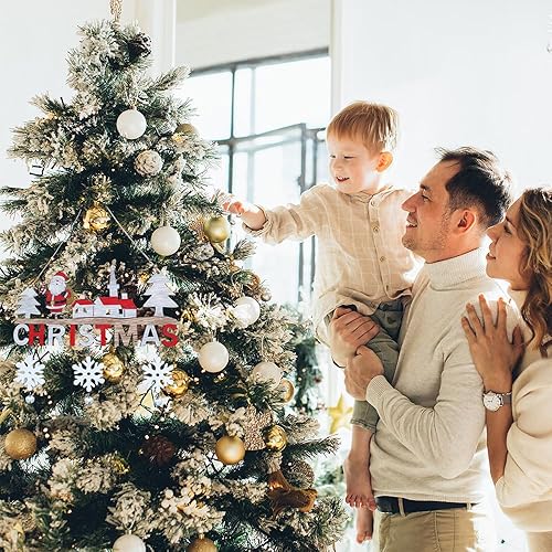 Miniatura 3 de Letrero de madera para puerta de Navidad, decoración de puerta delantera, Papá Noel, copo de nieve, cascabel, decoración de pared, porche,