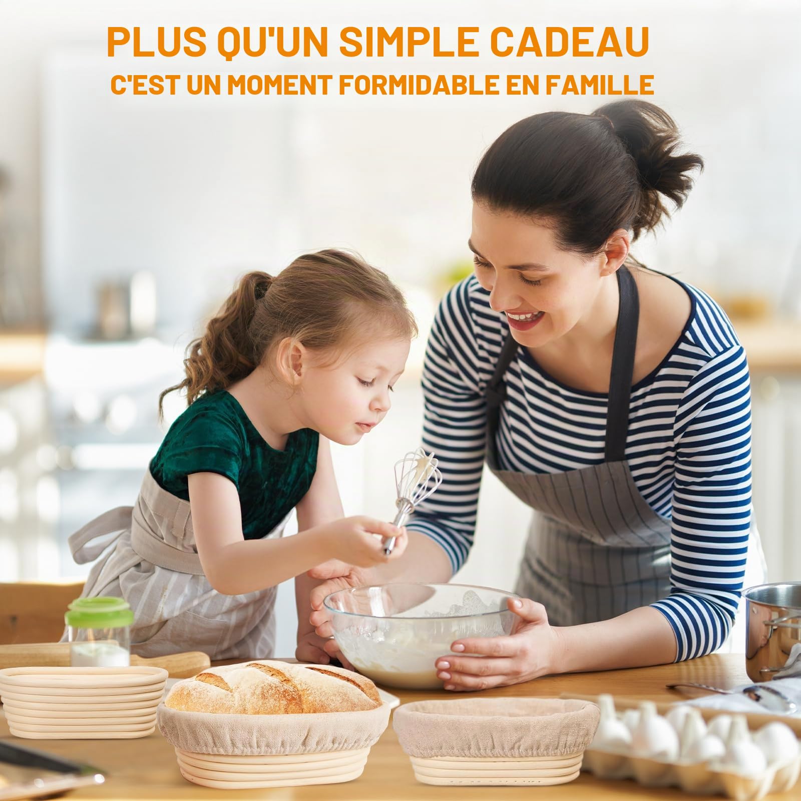 Lot de 6 Banneton pour Pain Ovale avec Doublure de Tissu, Petits paniers banneton de 15,2 cm, Accessoires pour la Cuisson du Pain, paniers de Fermentation en rotin pour la préparation de la