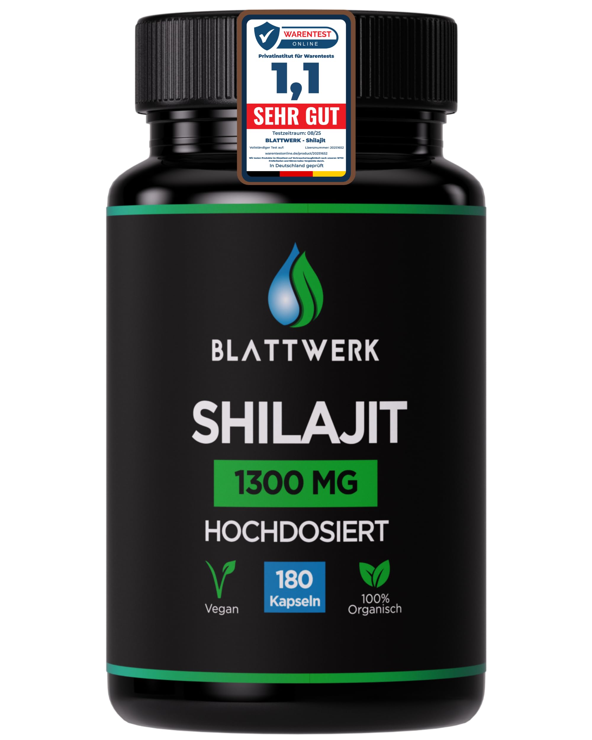 Shilajit Kapseln hochdosiert- 3 MONATE VORRAT - 180 Kapseln / 1300 mg reines pulver - Mumijo Shilajit original - Reich an Fulvin- & Huminsäure - Schwermetall & Laborgeprüft in DE – ohne Zusätze