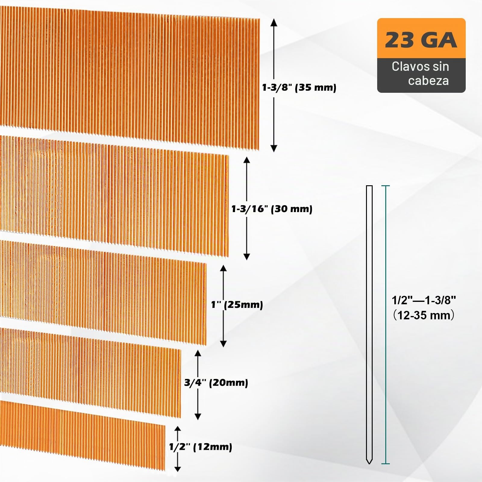 KIMSING Mikro-Stiftnägel, 23 Gauge, 10.000 Stück/Box, 30 mm kopflose Stifte, passend für pneumatische Stiftnagler und Druckluft-Pinner für Möbel (P630)