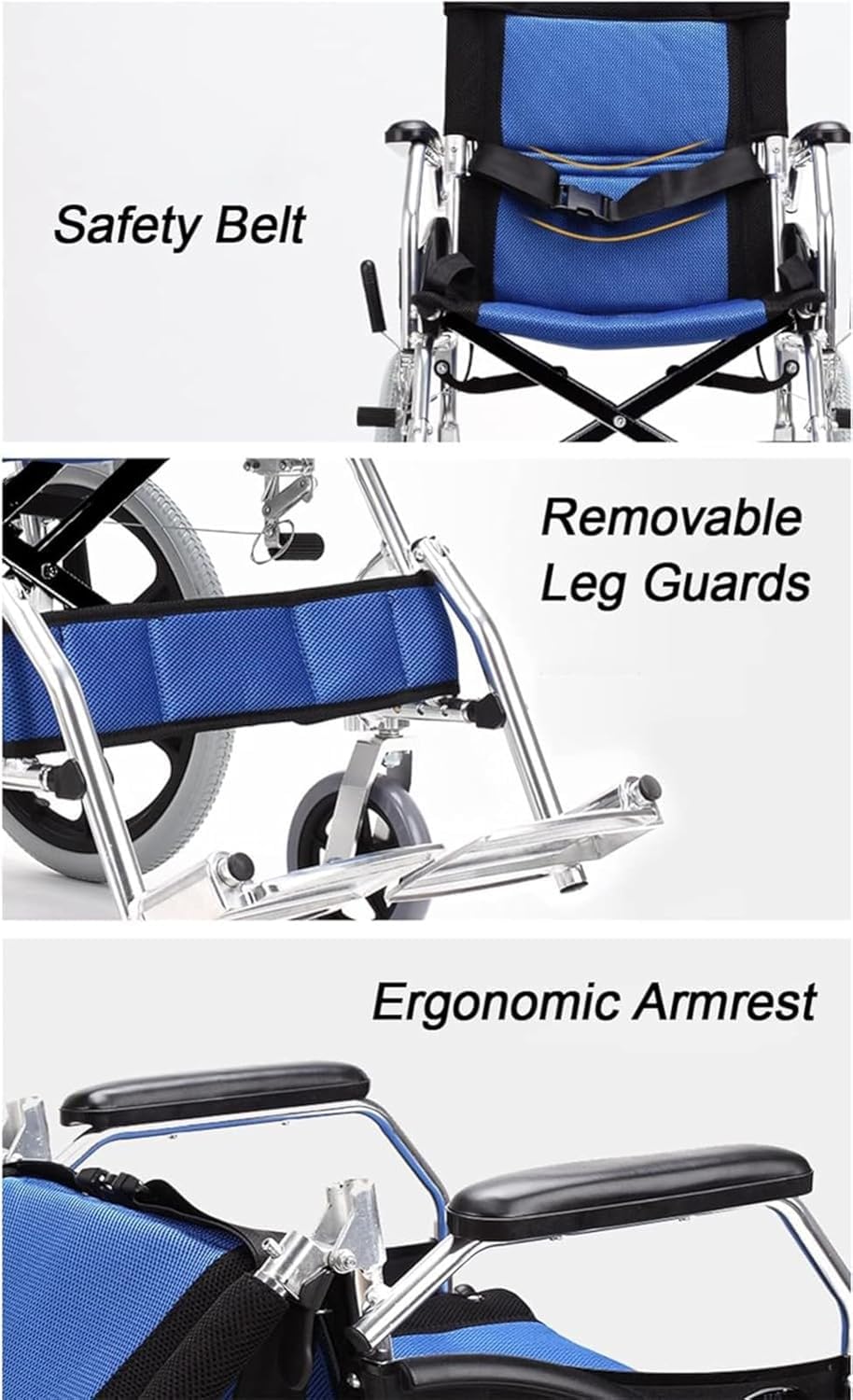 Silla De Ruedas Ligera Y Plegable, Ultraligera, con Freno En Las Empuñaduras, Ideal para Personas con Discapacidad Y Mayores, Reposapiés Y Reposabrazos., C
