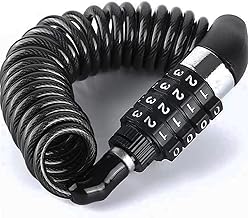 Bicycle Wire Lock, Anti-Theft, Bicycle Key Lock, 4 Digit Dial, No Key Required, Lightweight, Durable, Portable, Convenient, Bicycle Cable Lock, Length: 59.1 inches (150 cm), Black