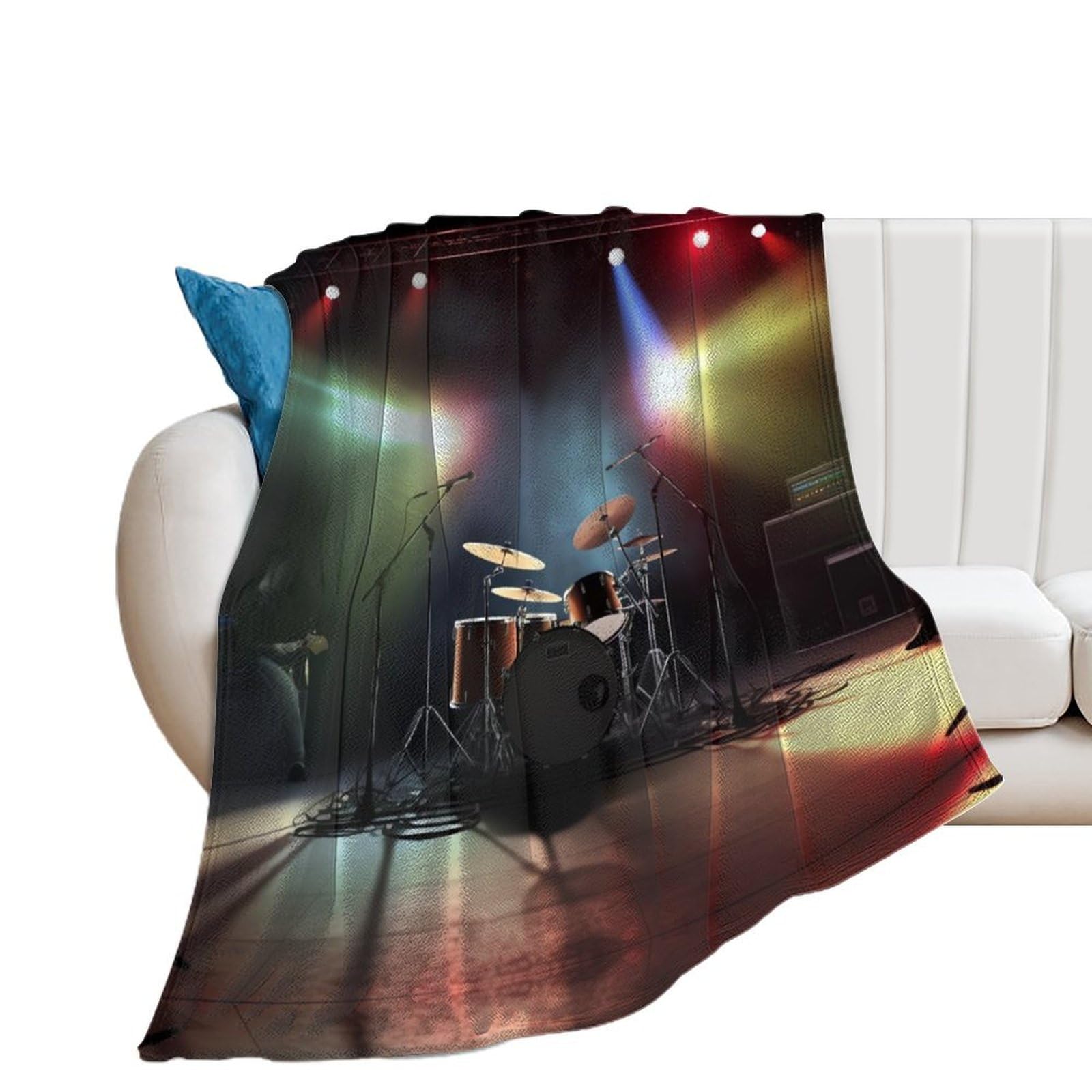 Couverture en flanelle rock 130x150 cm douce et anti-boulochage pour lit et canapé