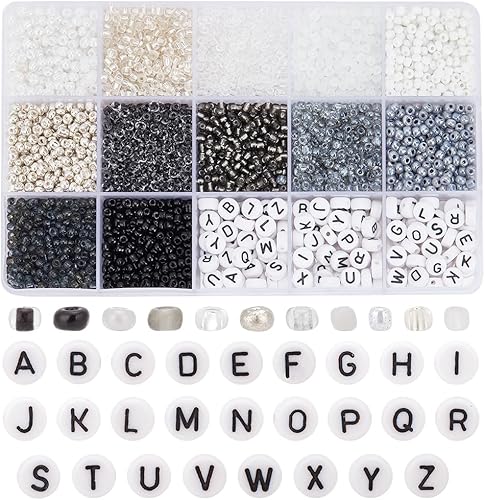 PH PandaHall 3230 cuentas de semillas de 0.118 pulgadas (0.118 in), cuentas acrílicas de letras del alfabeto, cuentas de amistad 80, cuentas PH PandaHall 3230 cuentas de semillas de 0.118 pulgadas (0.118 in), cuentas acrílicas de letras del alfabeto, cuentas de amistad 80, cuentas
