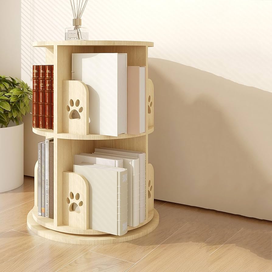 Amazon.co.jp: 床置き本棚 4 段回転本棚回転式本棚 CD ラック