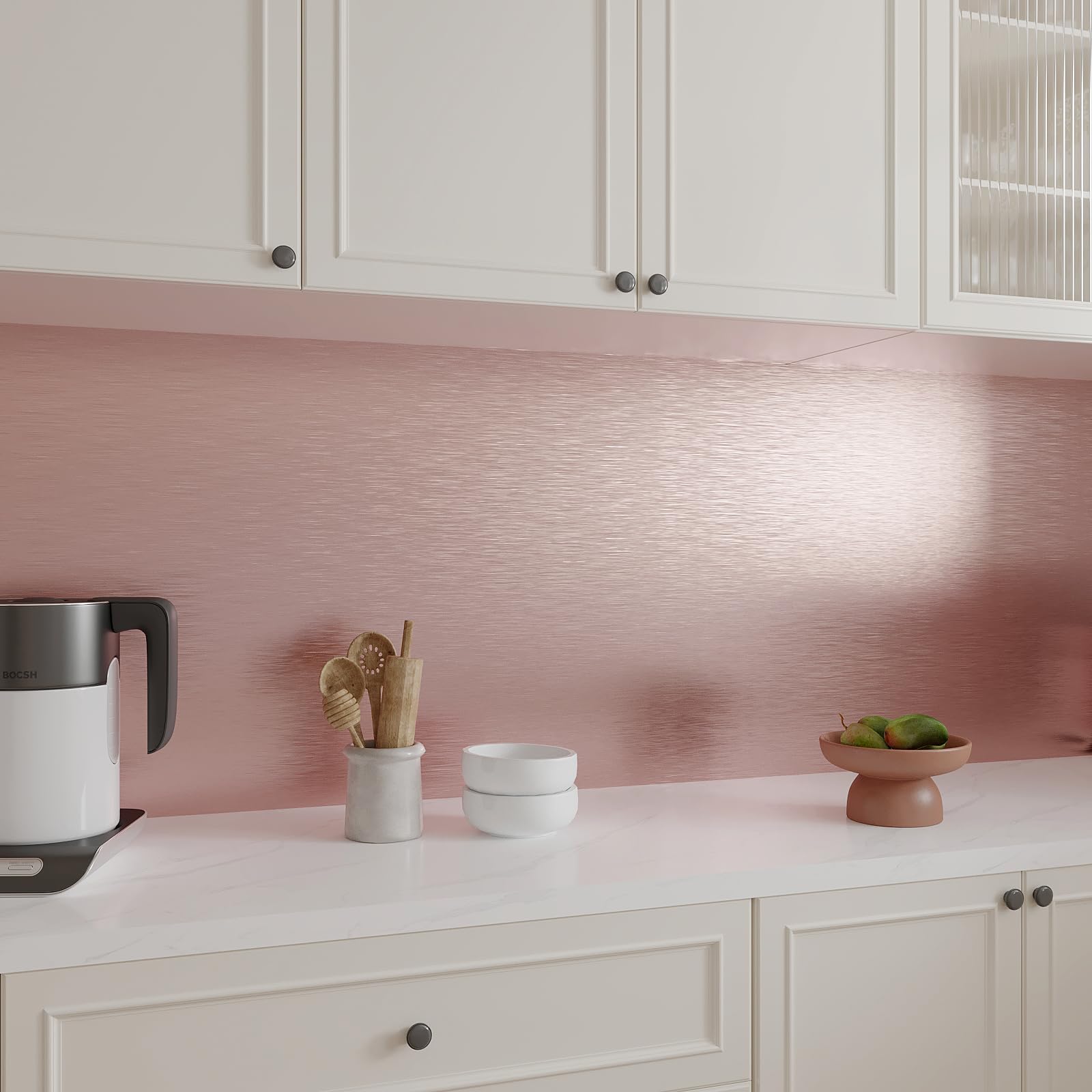 VEELIKE Rose Gold Stainless Steel Wallpaper for Appliances Fridge Dishwasher Covers 40 cm × 300 cm Brushed Stainless Steel Contact Paper Rose Gold Wallpaper for Kitchen Stove Cabinets Drawers - Image 2