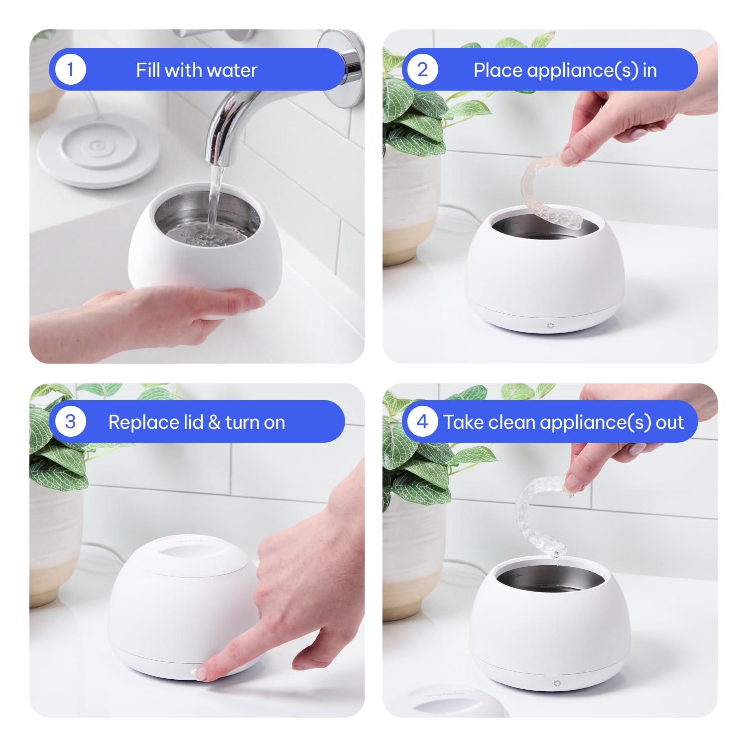 Zima Dental pod PRO | Machine de nettoyage à ultrasons avancée modulaire et multimode | Aligneur, protège-nuit, protège-dents, nettoyant pour prothèses dentaires | Approuvé FSA HSA (blanc arctique)