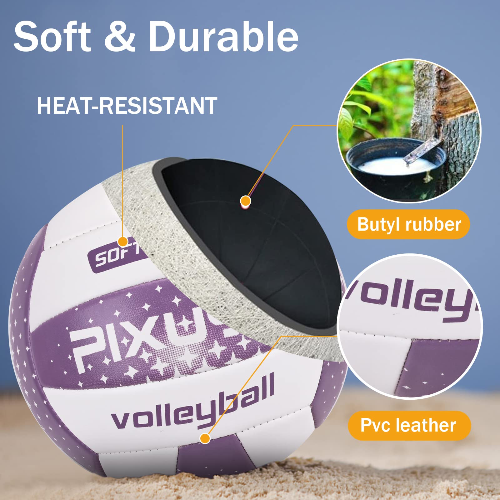 PIXUYE Pallavolo ufficiale taglia 5, Soft Beach Pallavolo per bambini adulti, palla per interni ed esterni, palestra, allenamento