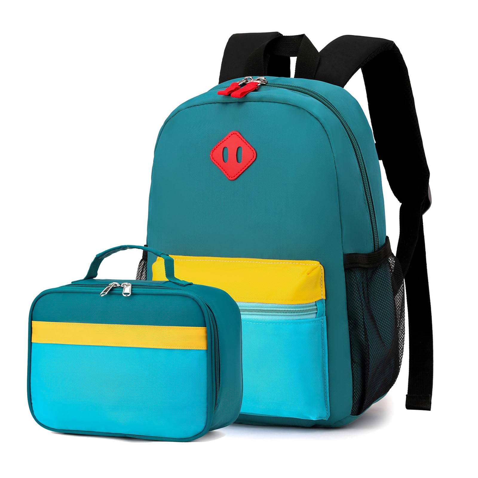 BEFUNIRISE Backpack Set for Girls Boy Kids Backpack with Lunch Box for Elementary Primary Kindergarten School Bag (Blue Yellow, Large)