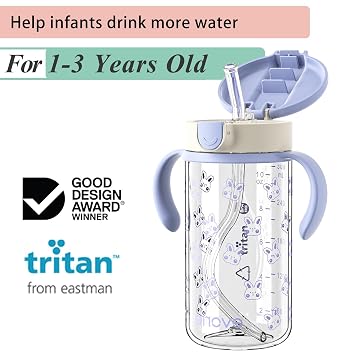 Evorie Tritan Spill Proof Straw Sippy Cups for Toddlers 13 Years, 10 Oz