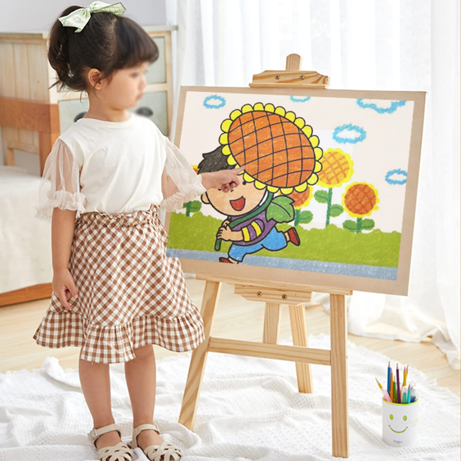 Klassische Künstlerstaffelei, 90 cm große Atelierstaffelei aus Holz mit A-Rahmen, zusammenklappbare/verstellbare Malstaffelei zum Präsentieren von Hochzeitsschildern und Postern