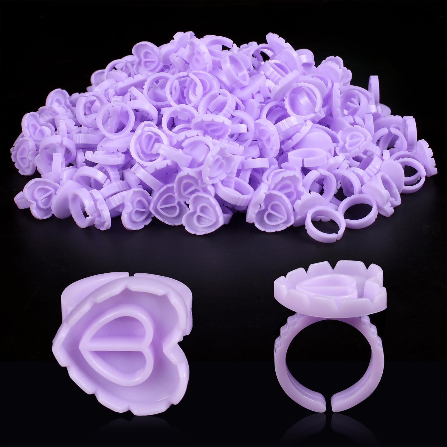 200PCS Disposable Plastic Glue Rings for Eyelash Extensions, used for eyelash extension surgery, nail art glue cups, makeup items required for eyelash extension (Purple)
