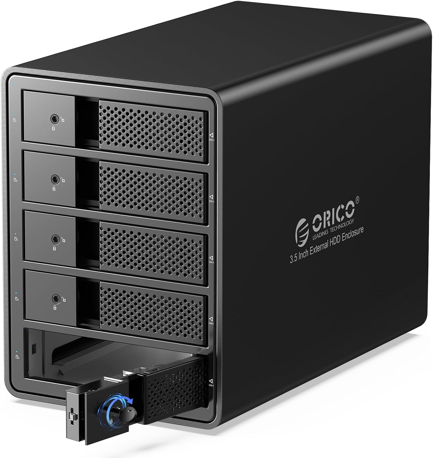 ORICO RAID Case Esterno per Disco Rigido USB3.0, Alluminio 5 Baia Custodia per 3,5 Pollici SATA HDD/SSD, Supporto RAID 0/1/5/10, 5x16TB(9558RU3)