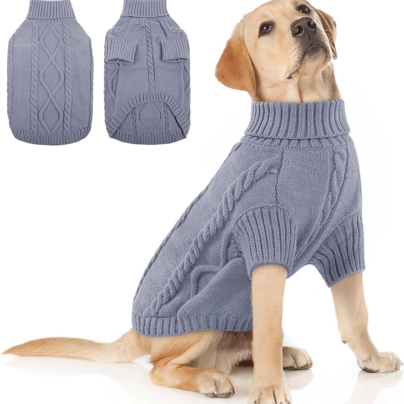 Hixingo Dog Knitted Jumper for Large Medium Small, XS-5XL Puppy Knitted Jacket Soft Warm Lightweight Winter Coat for Cold Weather Pets Male or Female (Silver Gray,XL)